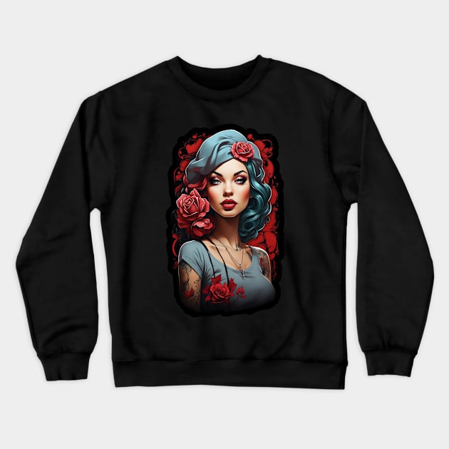 Pin Up Modern Classic Art Crewneck Sweatshirt by Dürer Design